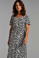 Floral Print Tiered Midi Dress