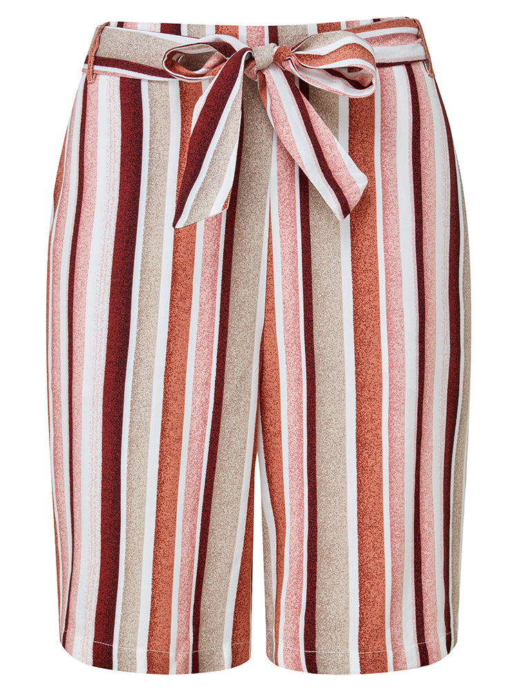 Tie Waist Shorts Pink Stripe